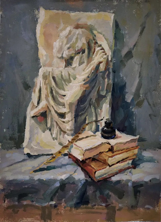 Still Life Combination With Gypsum Sculpture